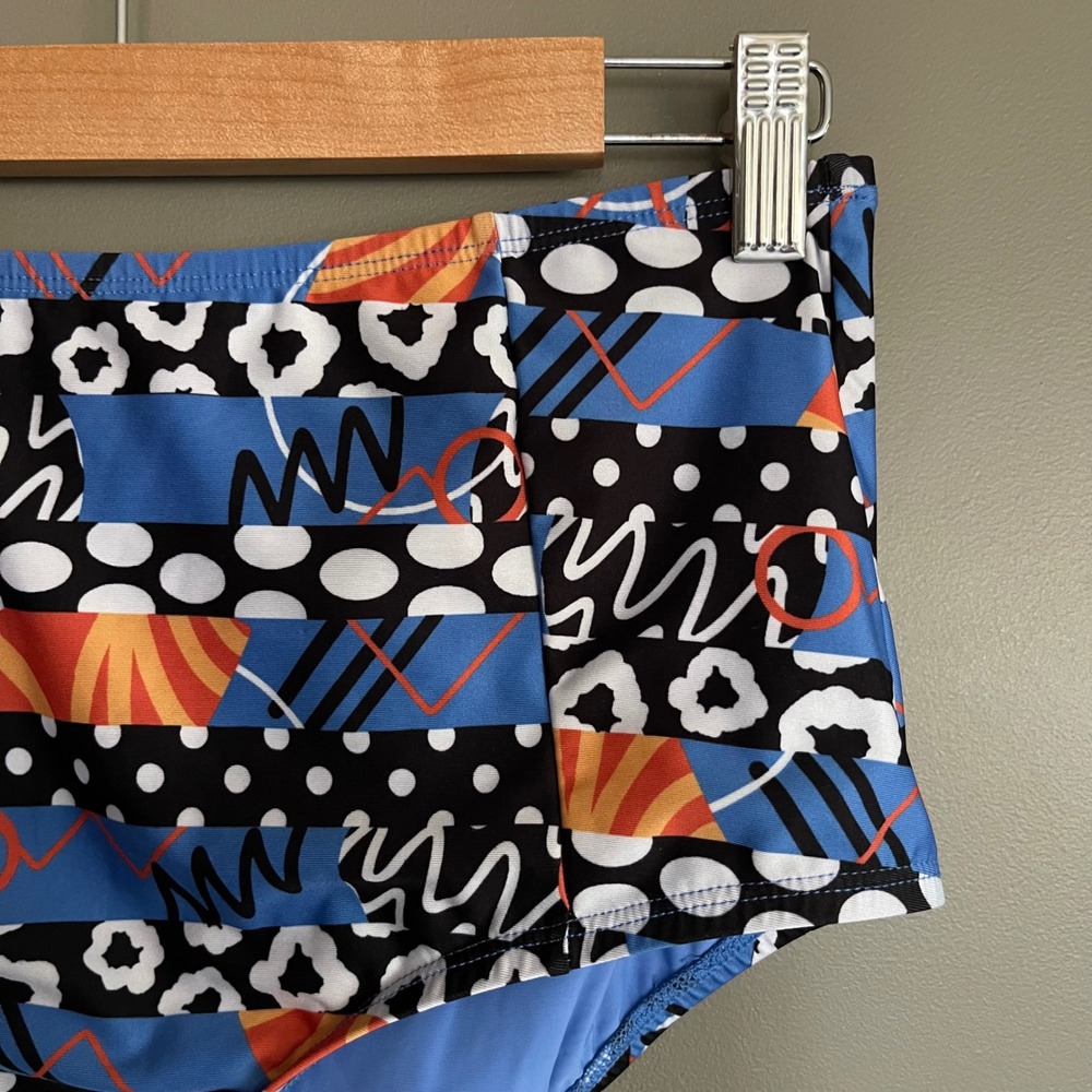 Anthropologie Lysa Seamed Bikini Bottoms Blue Orange Size Medium High Waist Chic - Picture 8 of 16